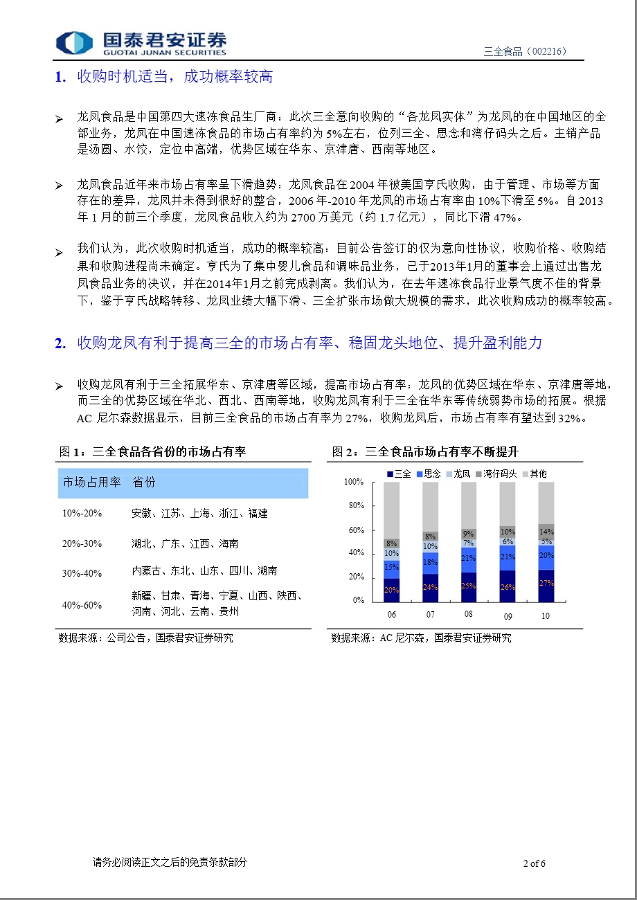 三全食品(002216)收购龙凤,利好公司长期份额、盈利提升130228.ppt_第2页