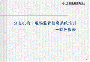 银行业分支机构非现场监管信息系统培训之政、邮、资特色报表讲座.ppt