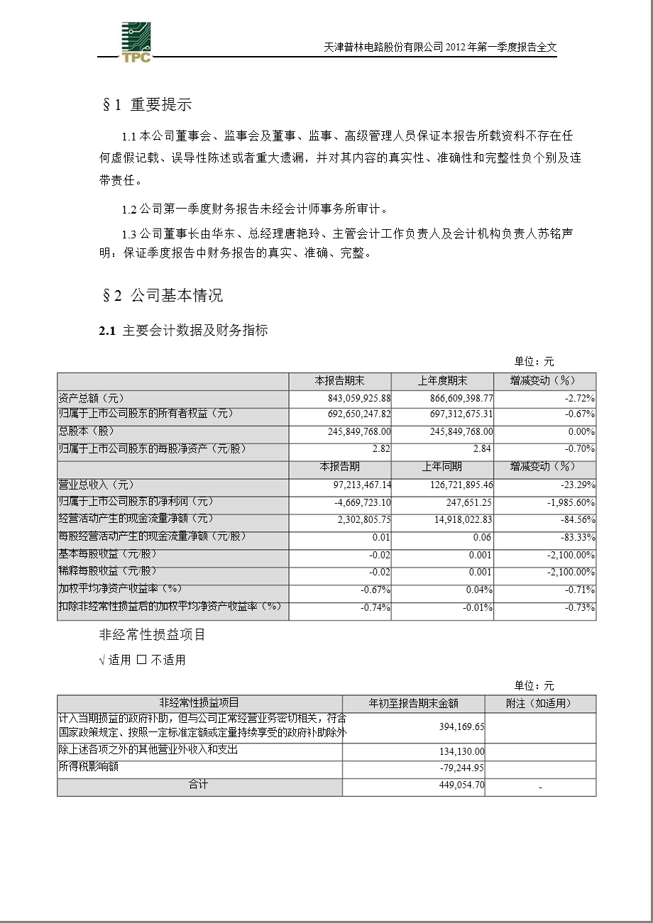 天津普林：第一季度报告全文.ppt_第2页