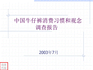 中國牛仔褲消費習慣和觀念調查報告.ppt