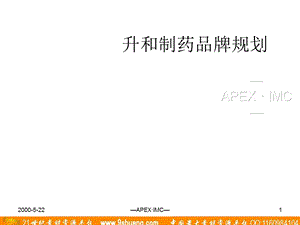 阿佩克思APEX升和制药品牌规划.ppt