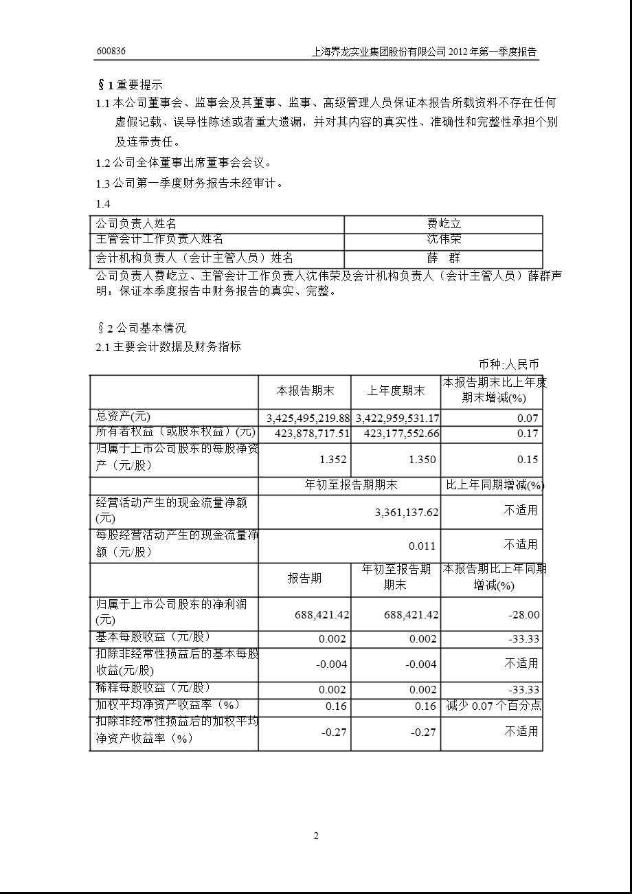 600836 界龙实业第一季度季报1.ppt_第3页