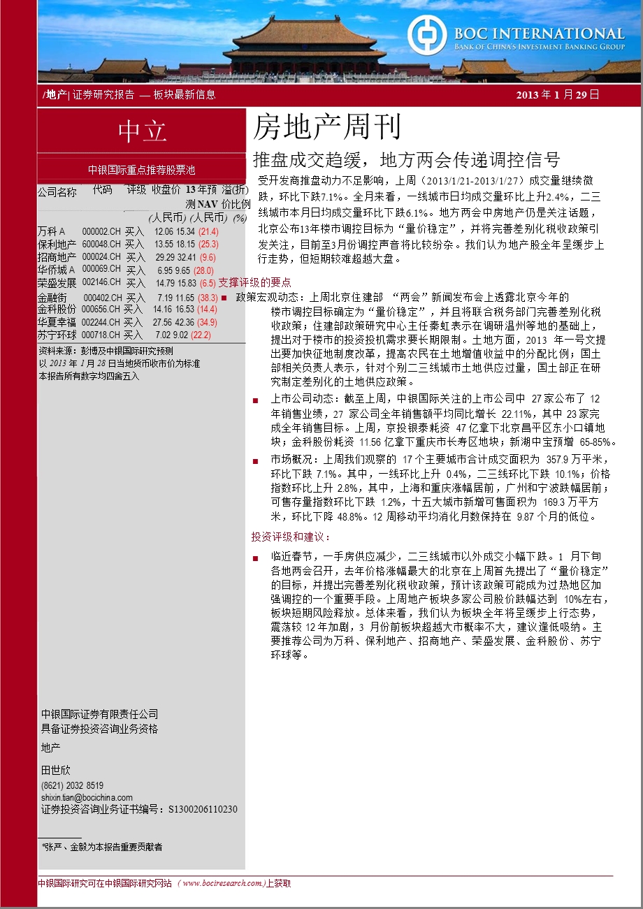 房地产周刊：推盘成交趋缓地方两会传递调控信号0129.ppt_第1页