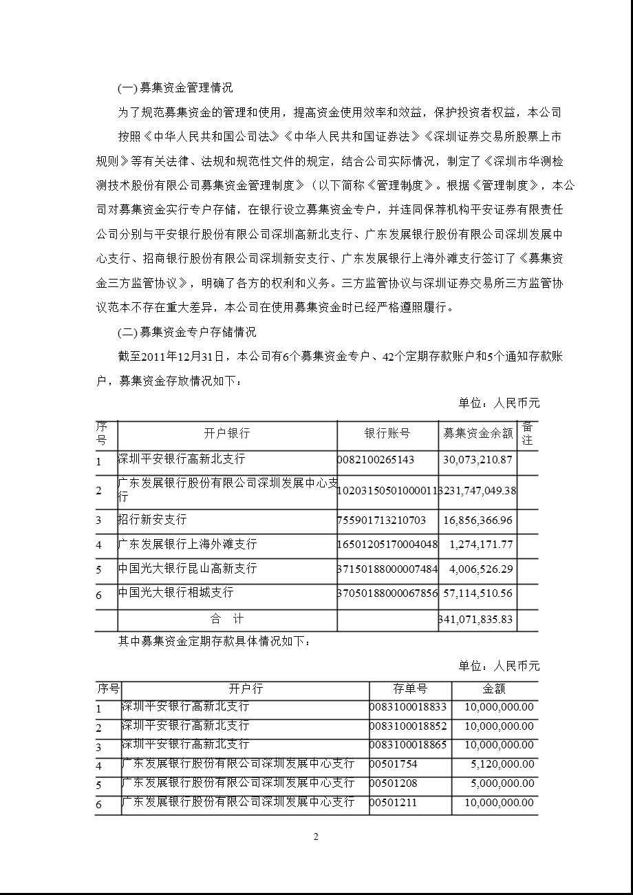 华测检测：关于募集资金存放与使用情况的专项报告.ppt_第2页