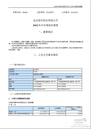 远光软件：半报告摘要.ppt