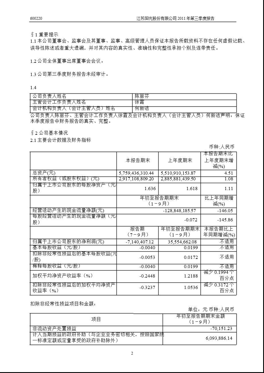 600220 江苏阳光第三季度季报.ppt_第3页