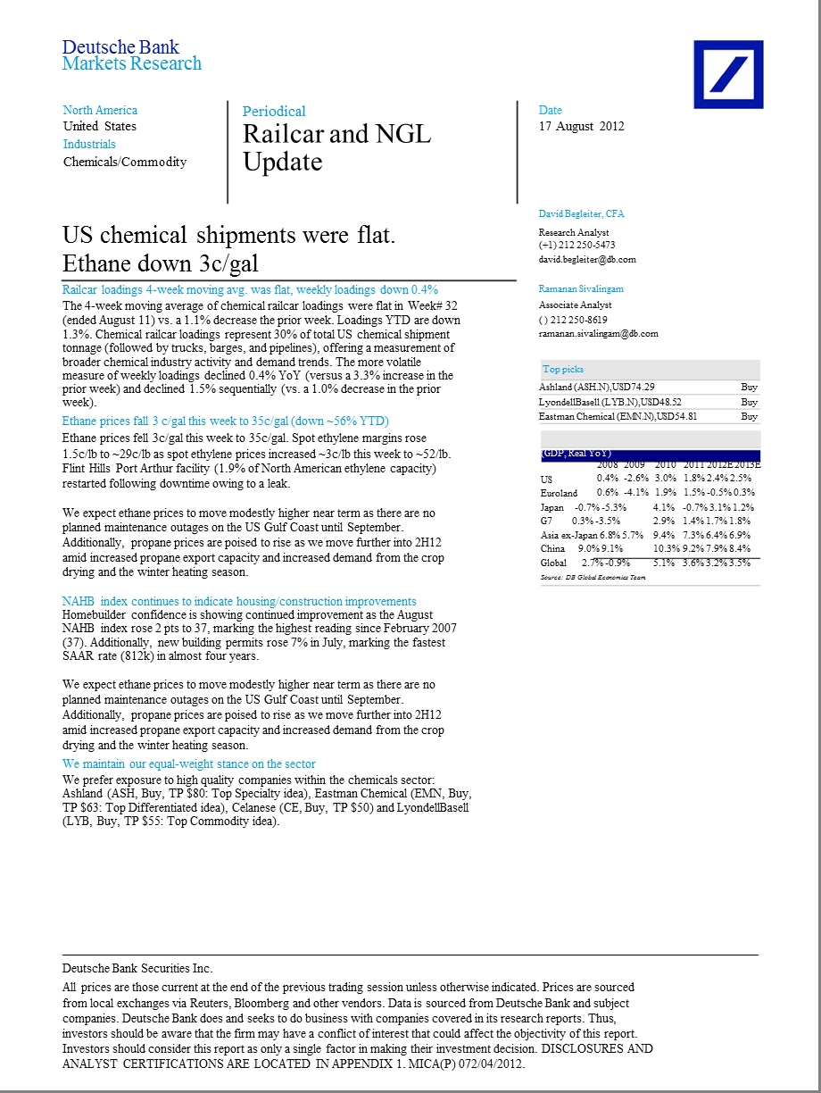 USCHEMICALSHIPMENTSWEREFLAT.ETHANEDOWN3C／GAL0825.ppt_第1页