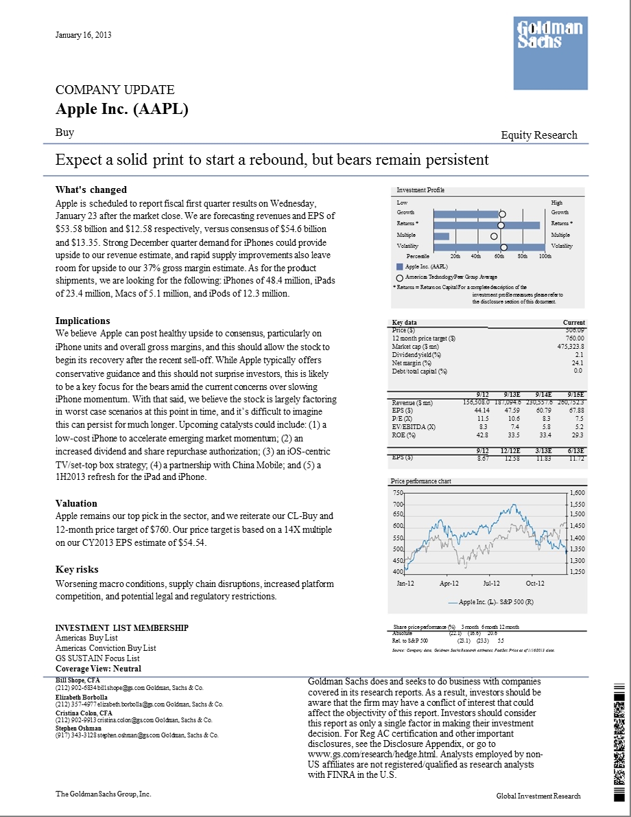 APPLEINC.(AAPL)：EXPECTASOLIDPRINTTOSTARTAREBOUNDBUTBEARSREMAINPERSISTENT0117.ppt_第1页