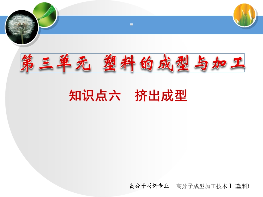 塑料成型与加工教学PPT挤出成型.ppt_第1页