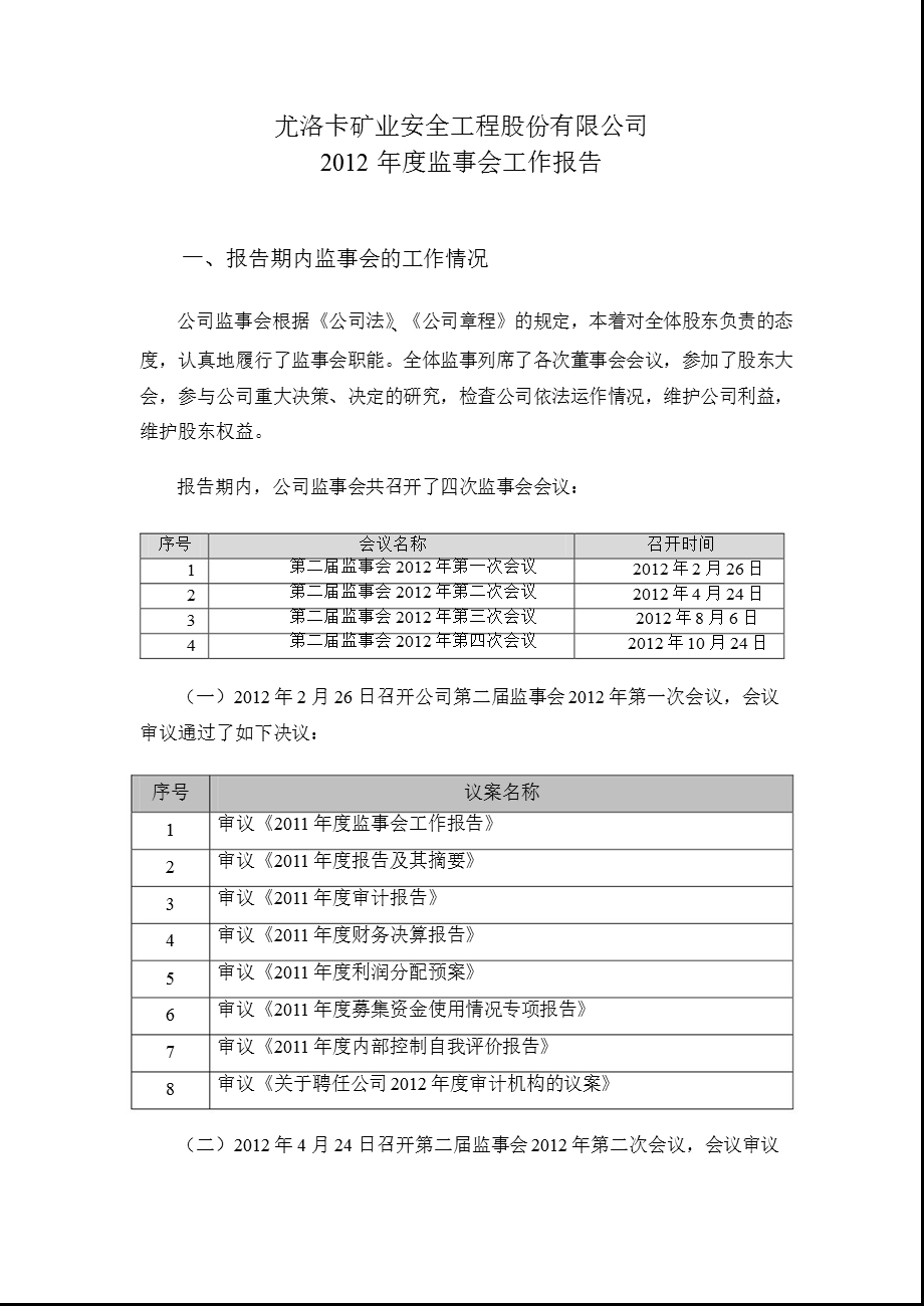 尤洛卡：监事会工作报告.ppt_第1页