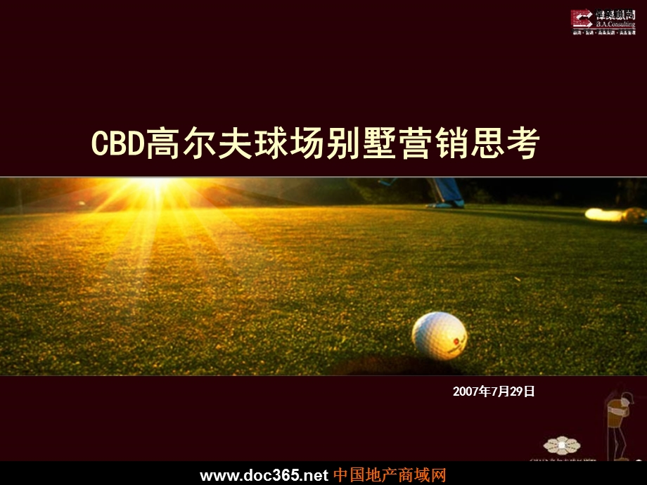 伟业顾问北京CBD高尔夫球场别墅营销思考.ppt_第1页