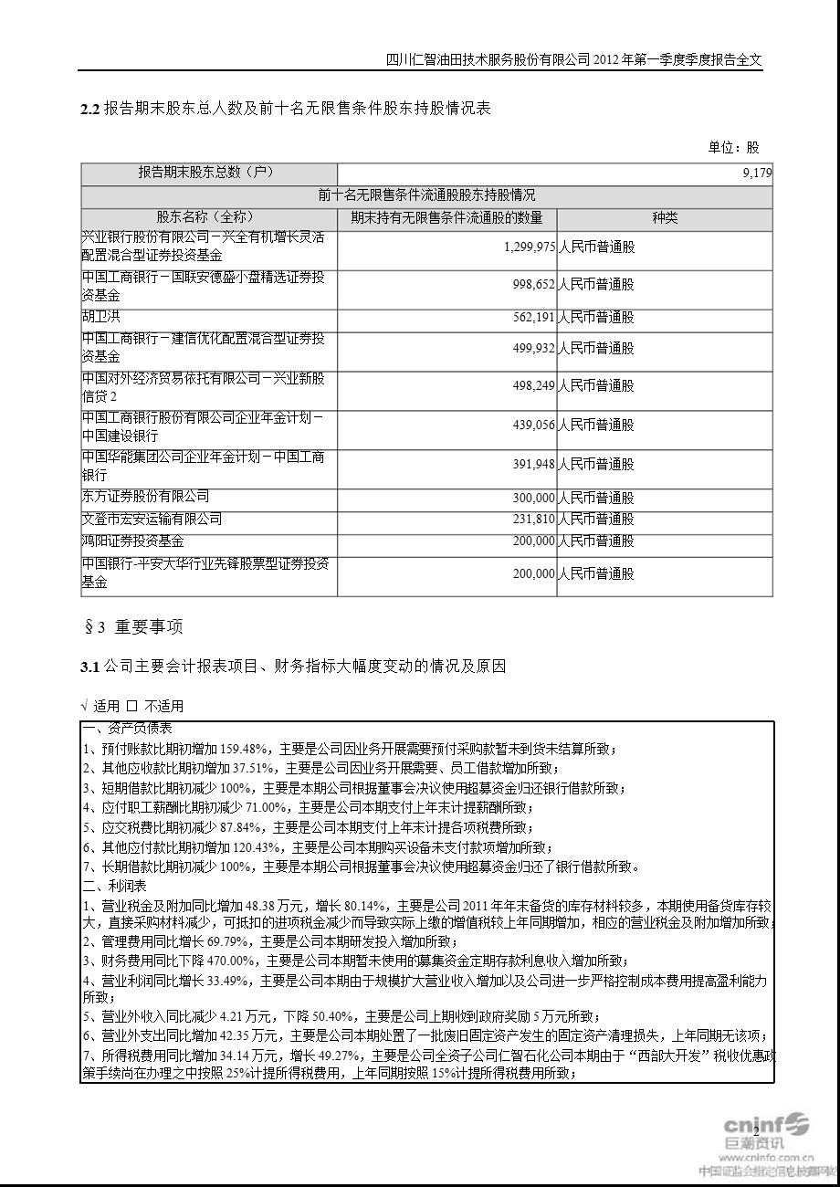 仁智油服：第一季度报告全文.ppt_第2页