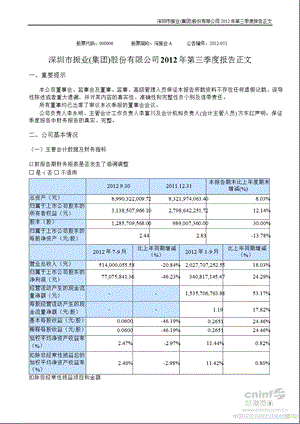 深振业Ａ：第三季度报告正文.ppt