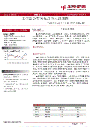 电子行业：工信部公布荧光灯降汞路线图130304.ppt