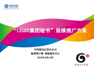 江苏移动12580集团秘书市场推广方案.ppt