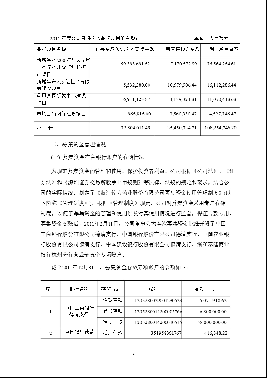 佐力药业：西南证券股份有限公司关于公司募集资金的存放与使用情况专项核查报告.ppt_第2页