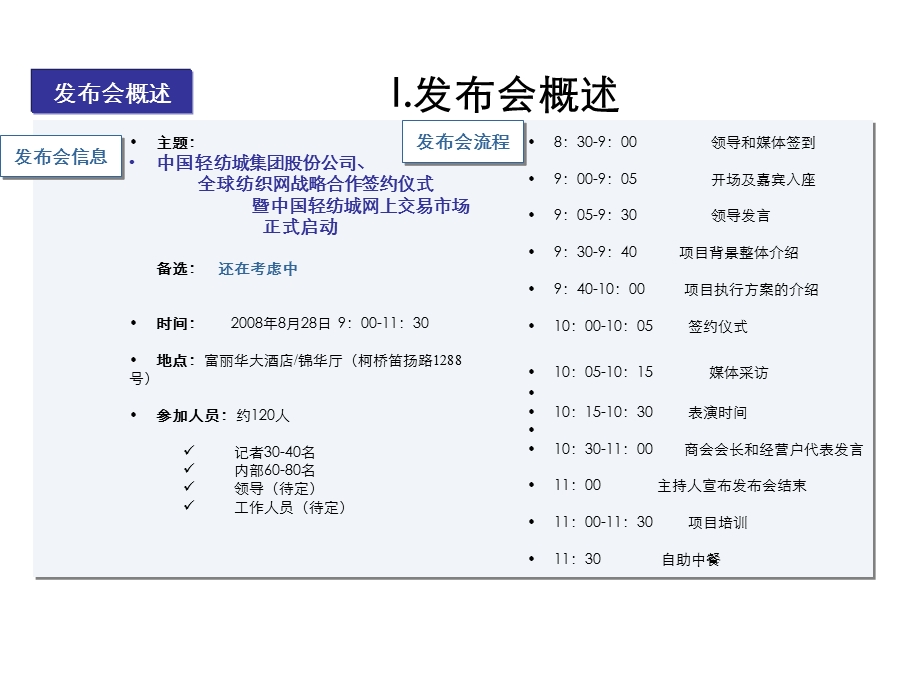 中国轻纺城网上交易市场正式启动新闻发布会活动策划案.ppt_第2页