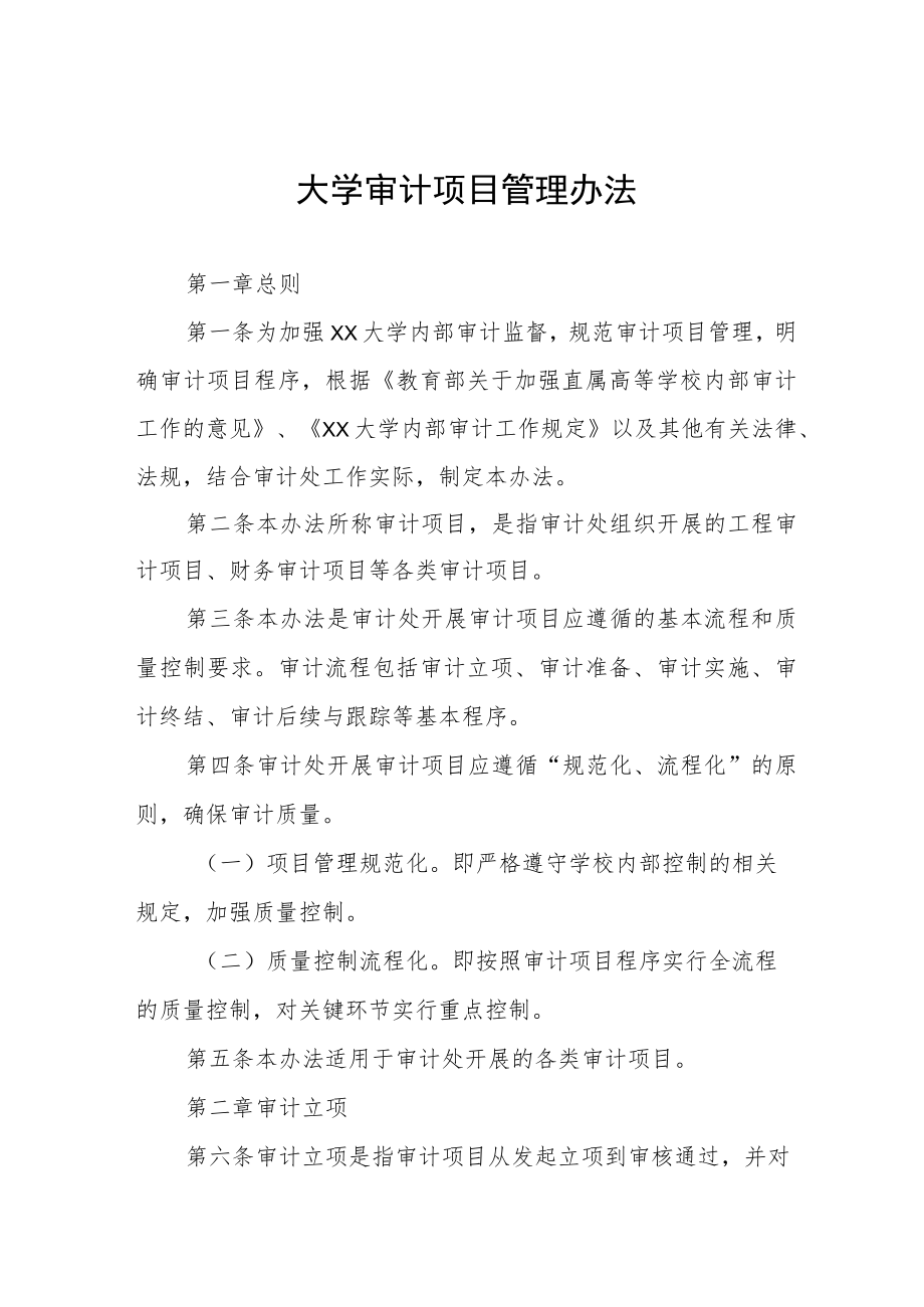 大学审计项目管理办法.docx_第1页