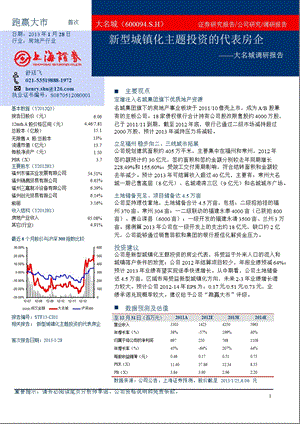 大名城(600094)调研报告：新型城镇化主题投资的代表房企0129.ppt