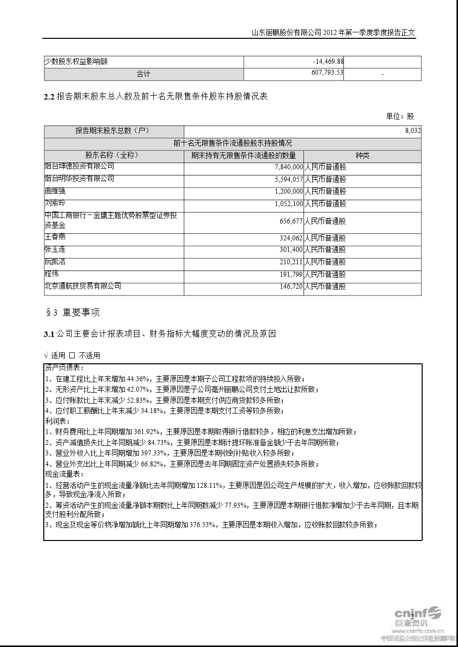 丽鹏股份：第一季度报告正文.ppt_第2页