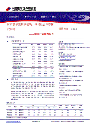 钢铁行业：矿石股领涨钢铁板块社会库存见底回升1227.ppt