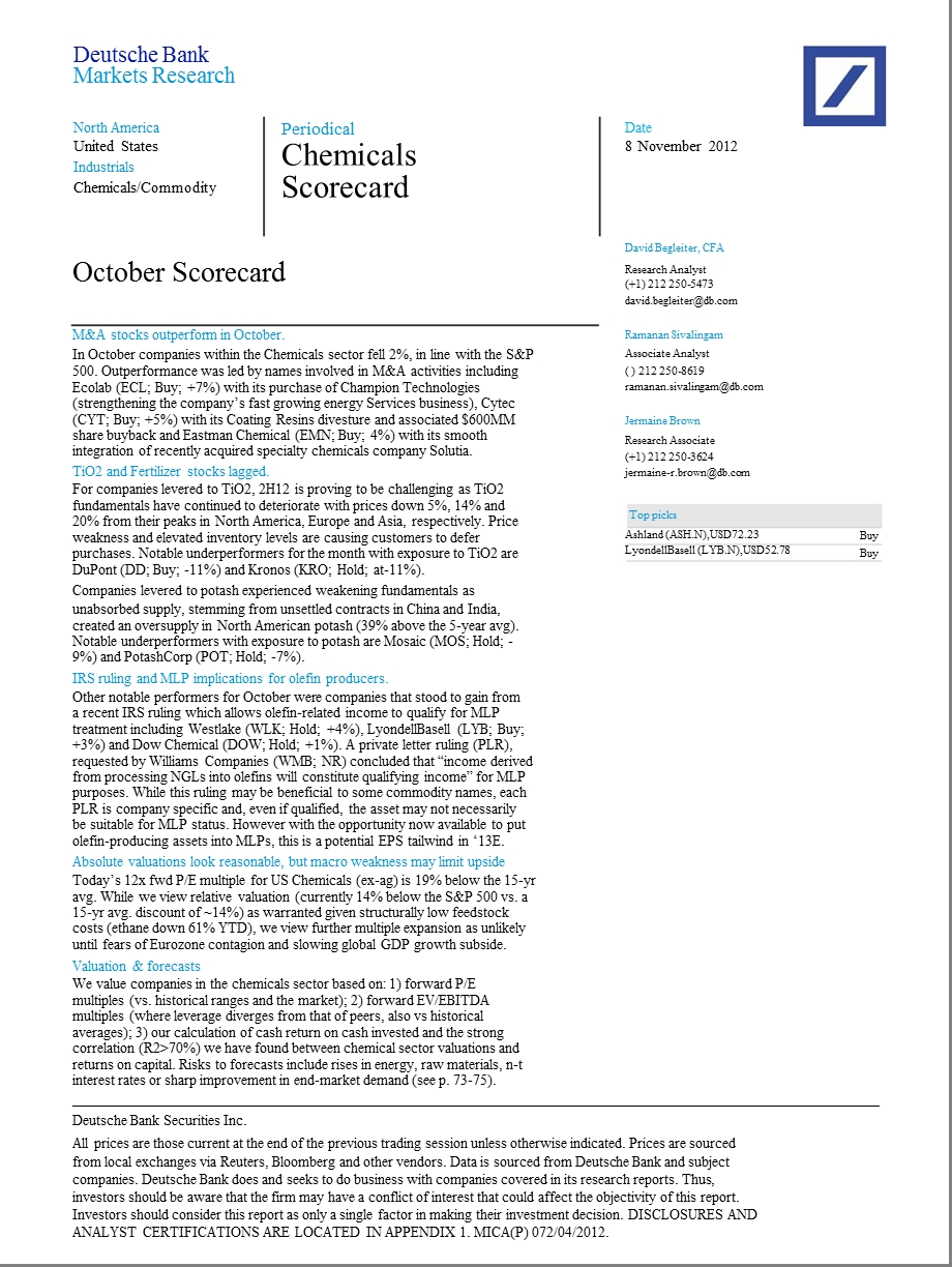 CHEMICALSSCORECARD：OCTOBERSCORECARD1109.ppt_第1页