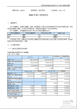 特发信息：第三季度报告正文.ppt