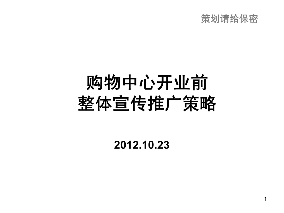 武汉光谷青城购物中心开业前整体宣传推广策略.ppt_第1页