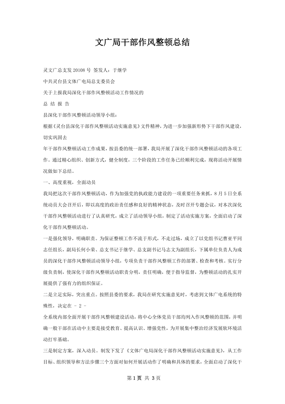 文广局干部作风整顿总结.docx_第1页