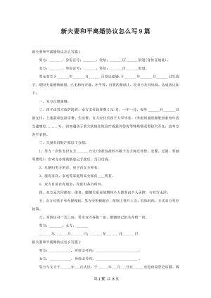 新夫妻和平离婚协议怎么写9篇.docx