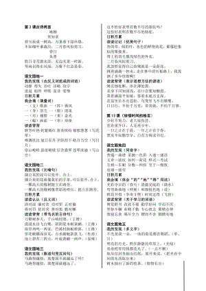 人教版小学三级语文下册全册语文园地及古诗背诵内容汇总.doc