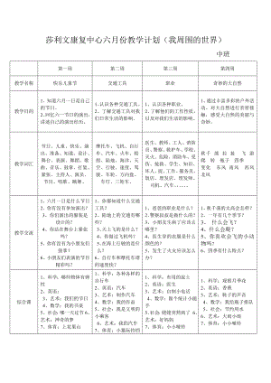 幼儿园中班六月教案.doc