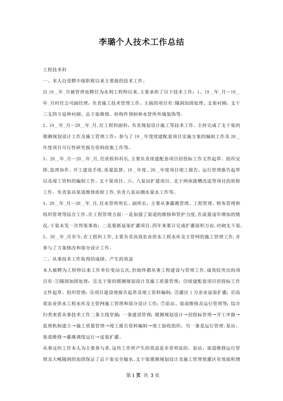 李璐个人技术工作总结.docx_第1页