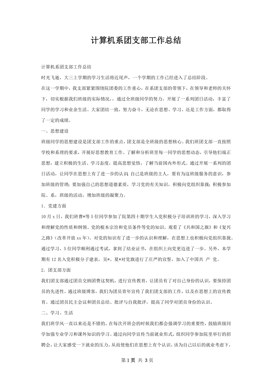 计算机系团支部工作总结.docx_第1页