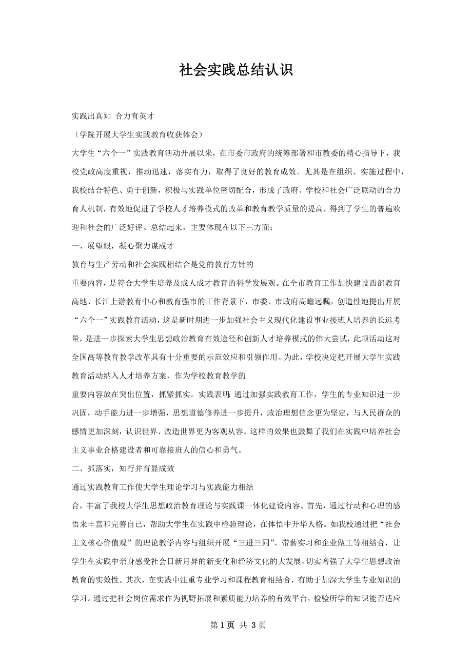 社会实践总结认识.docx_第1页