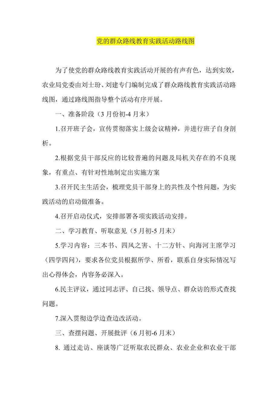 党的群众路线教育实践活动路线图.doc_第1页