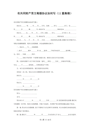 有共同财产男方离婚协议如何写（11篇集锦）.docx