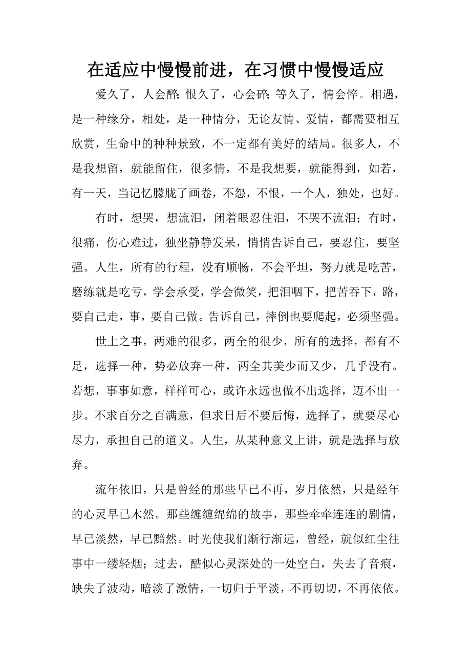 在适应中慢慢前进在习惯中慢慢适应.doc_第1页