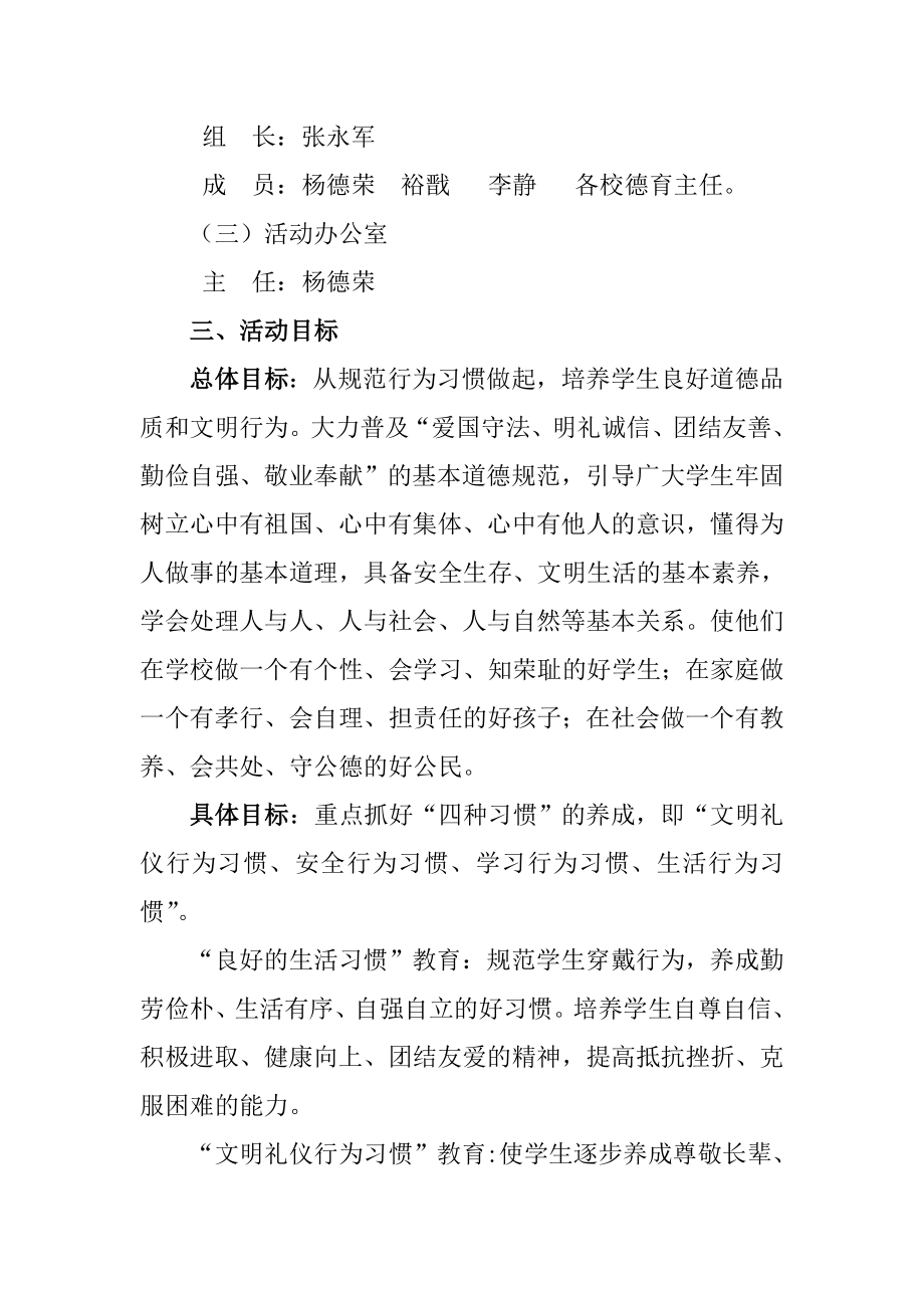 中心学校四种习惯养成教育月活动实施方案.doc_第2页