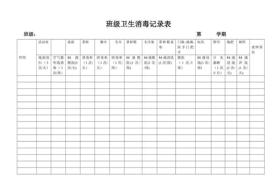 班级卫生消毒记录表.doc_第2页