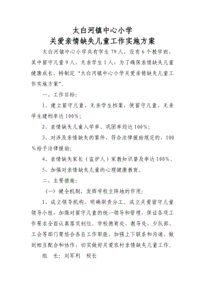 中心小学关爱亲情缺失儿童工作实施方案.doc