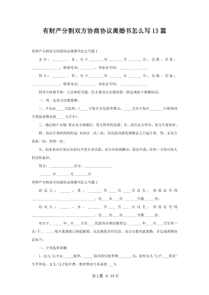 有财产分割双方协商协议离婚书怎么写13篇.docx