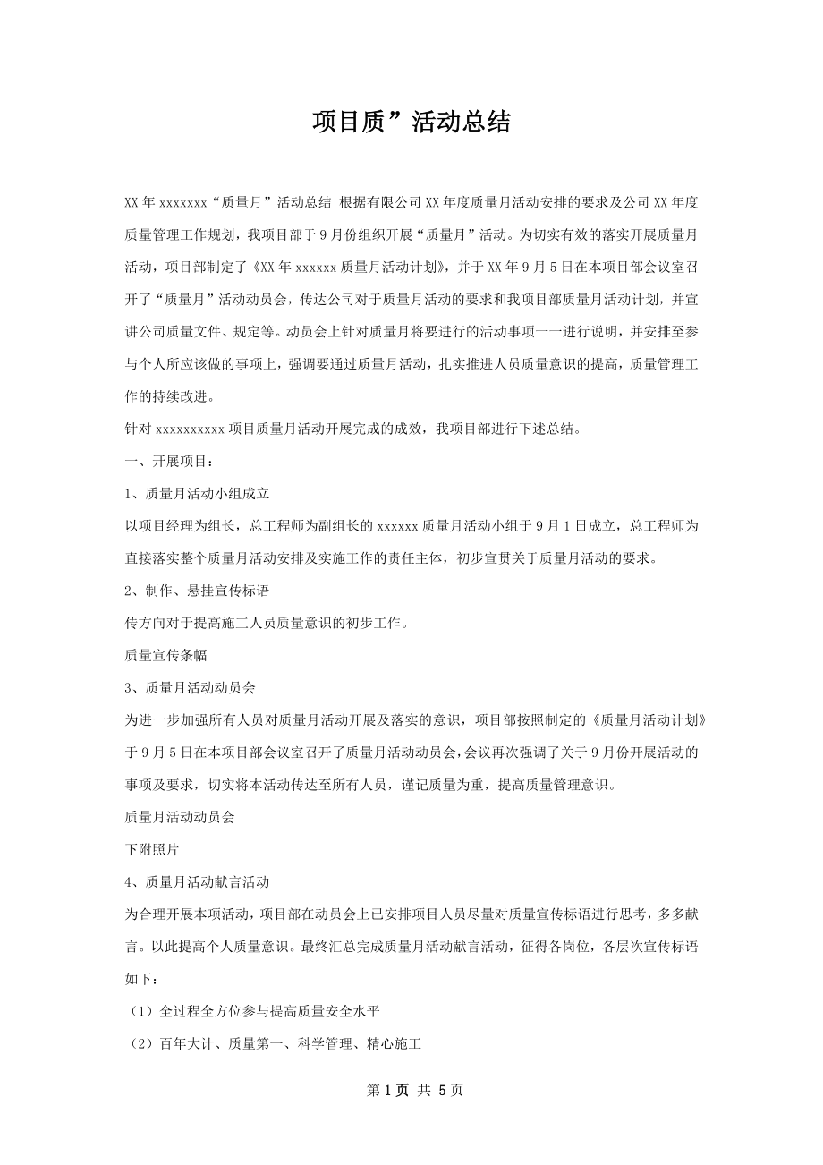 项目质”活动总结.docx_第1页