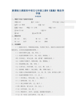 新课标人教版初中语文七级上册5《童趣》精品导学案.doc