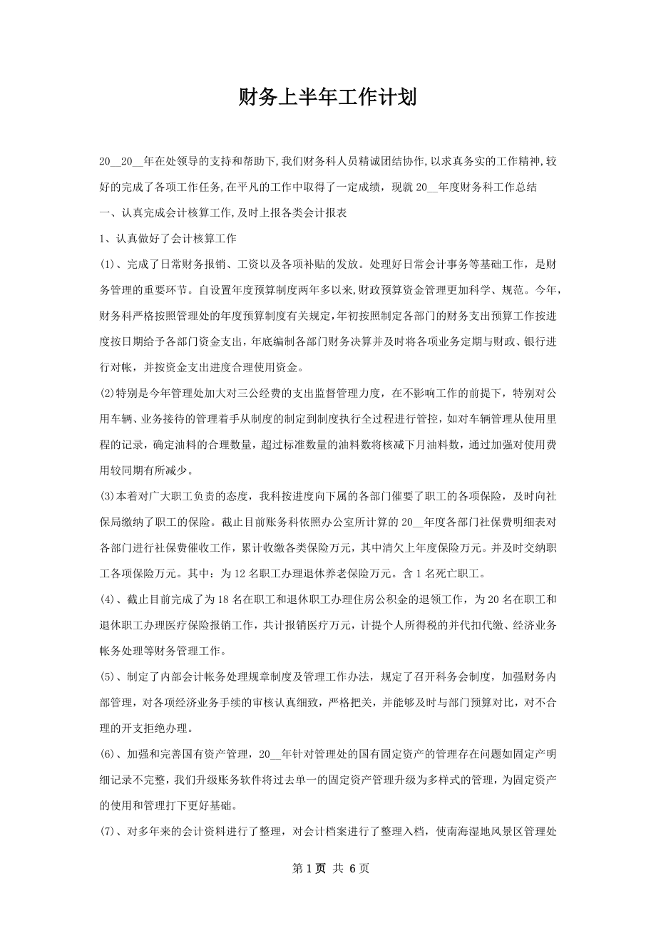 财务上半年工作计划.docx_第1页