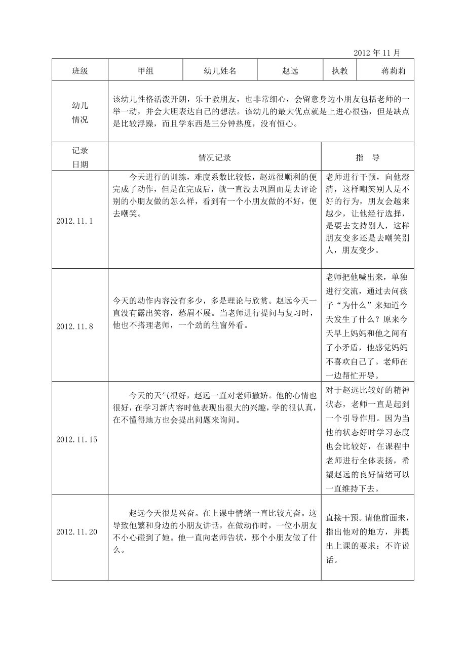 阳光幼儿园体操特色课程幼儿个案跟踪记录表.doc_第3页