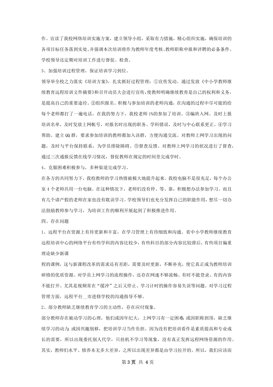 教师继续教育培训工作总结范本.docx_第3页