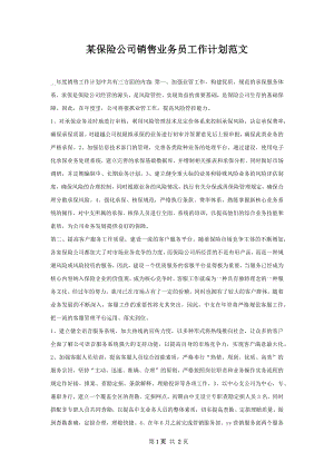 某保险公司销售业务员工作计划范文.docx