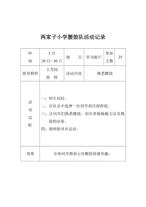 两家子小学腰鼓队活动记录.doc