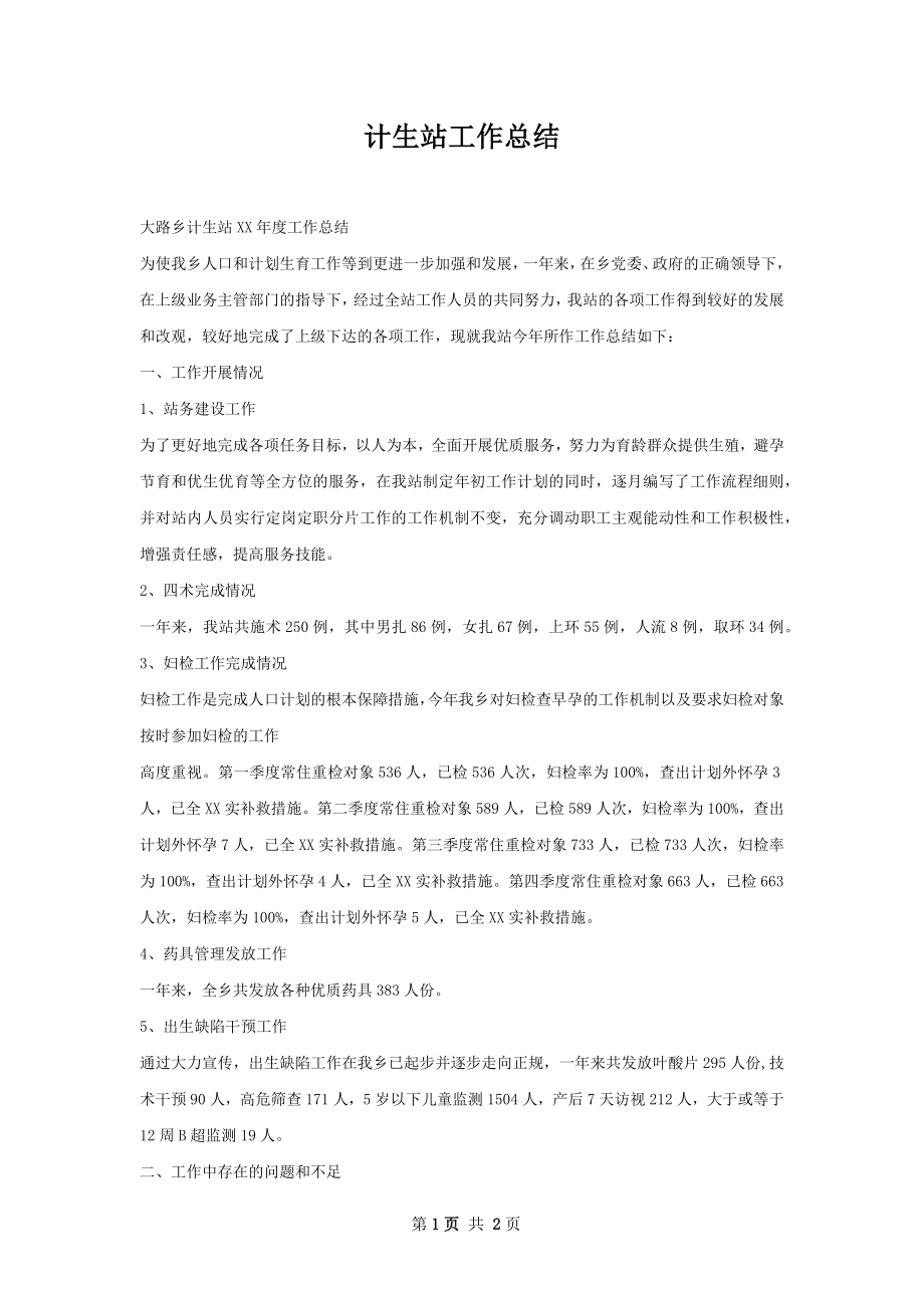 计生站工作总结.docx_第1页